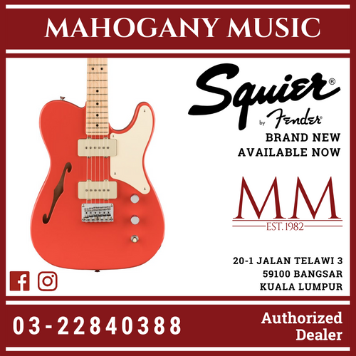 Squier Paranormal Series Cabronita Thinline Telecaster Electric Guitar, Fiesta Red