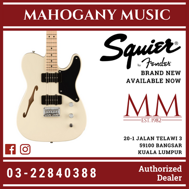 Squier Paranormal Series Cabronita Thinline Telecaster Electric Guitar, Olympic White