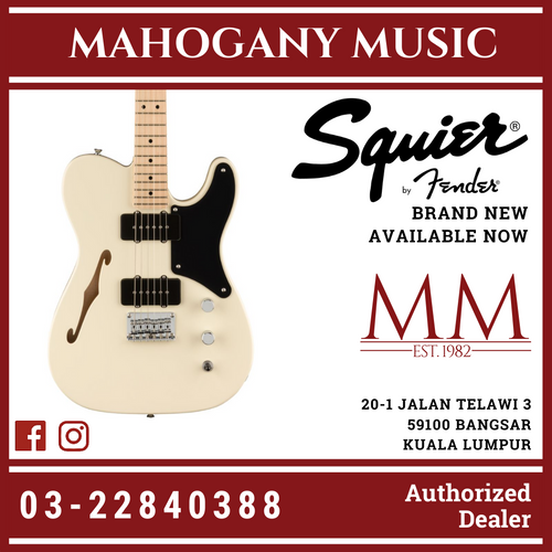 Squier Paranormal Series Cabronita Thinline Telecaster Electric Guitar, Olympic White