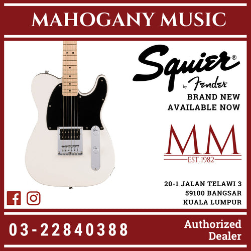 Squier Sonic Esquire H Electric Guitar w/Black Pickguard, Maple FB, Arctic White