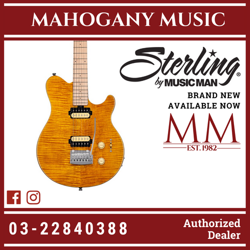 Sterling AX3FM-TGD AXIS Series Flame Maple Electric Guitar, Trans Gold