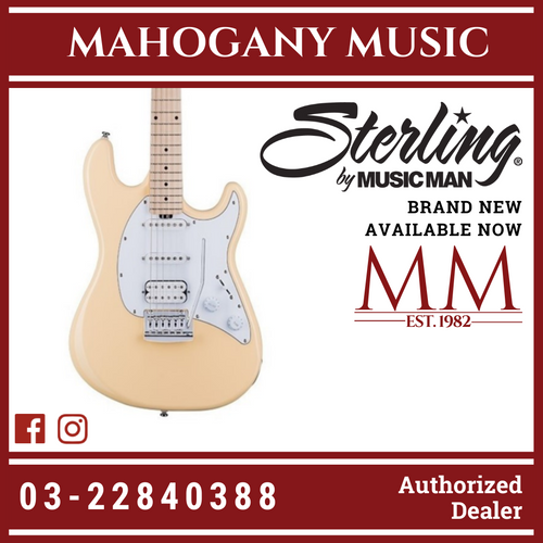 Sterling CT30HSS-VC Cutlass Series HSS Electric Guitar, Vintage Cream