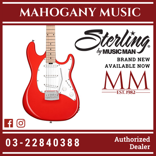 Sterling CT30SSS-FRD Cutlass Series SSS Electric Guitar, Fiesta Red