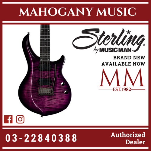 Sterling MAJ200XFM-MPP John Petrucci Majesty Series Flame Maple Electric Guitar, Majestic Purple