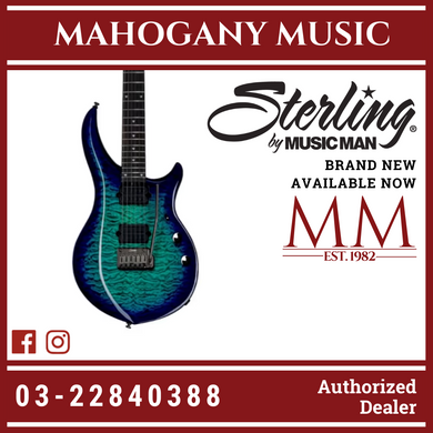Sterling MAJ200XQM-CPD John Petrucci Majesty Series X Dimarzio Electric Guitar, Cerulean Paradise