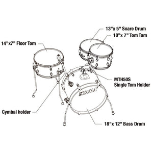 Tama LJK48H4-AQB Club-JAM 4-Pieces Basic Kit Drum Set, Cymbals NOT included, Aqua Blue