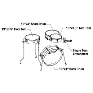 Tama LJK48P-BRM Club-Jam Pancake 4-Piece Shell Kit, Cymbals NOT included, Burnt Red Mist