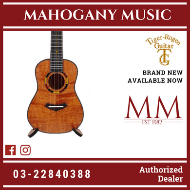 Tiger-Rogen Mountain Road Full Solid Tiger Flame Okoume Ukulele (23) UK-TGS-23