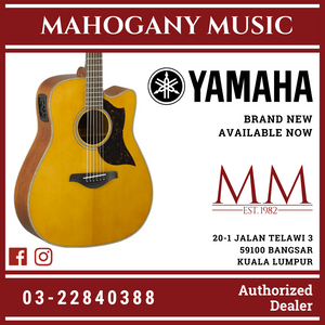 Yamaha A1M Dreadnought Cutaway Acoustic-Electric Guitar with Gator GC-DREAD Molded Case - Vintage Natural