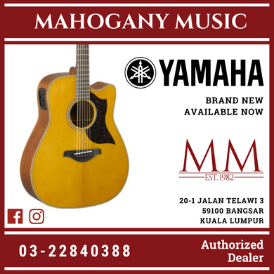 Yamaha A1M Dreadnought Cutaway Acoustic-Electric Guitar with Xvive U2 Wireless Guitar System - Natural
