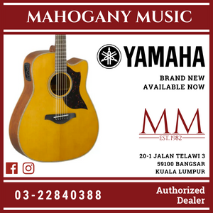 Yamaha A1M Dreadnought Cutaway Acoustic-Electric Guitar with Xvive U2 Wireless Guitar System - Vintage Natural