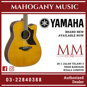 Yamaha A1R Dreadnought Cutaway Acoustic-Electric Guitar with Gator GC-DREAD Molded Case - Vintage Natural
