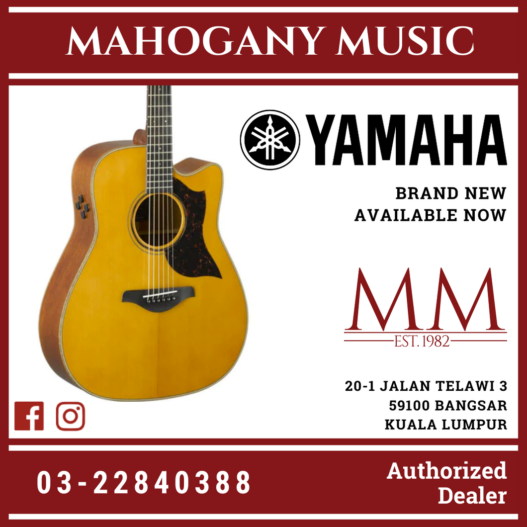 Yamaha A3M ARE Dreadnought Cutaway Acoustic-Electric Guitar with Xvive U2 Wireless Guitar System - Vintage Natural