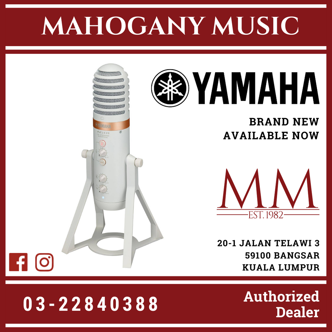 Yamaha AG01 Live Streaming USB Condenser Microphone - White