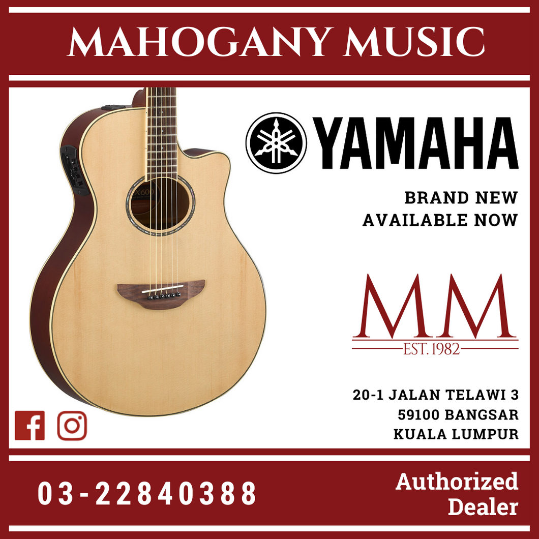 Yamaha APX600 Thin line Cutaway Acoustic Electric Guitar Natural Mahogany Music