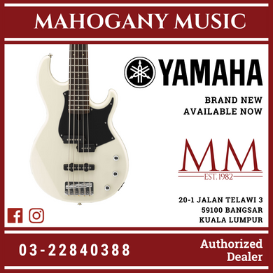 Yamaha BB235 5-string Electric Bass Guitar with Gator Gig Bag - Vintage White