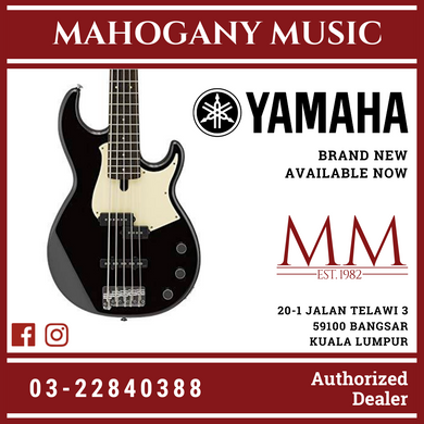 Yamaha BB435 5-string Electric Bass Guitar with Gator Guitar Hardcase - Black