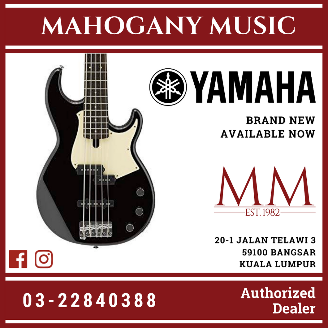 Yamaha BB435 5-string Electric Bass Guitar with Gator Guitar Hardcase - Black