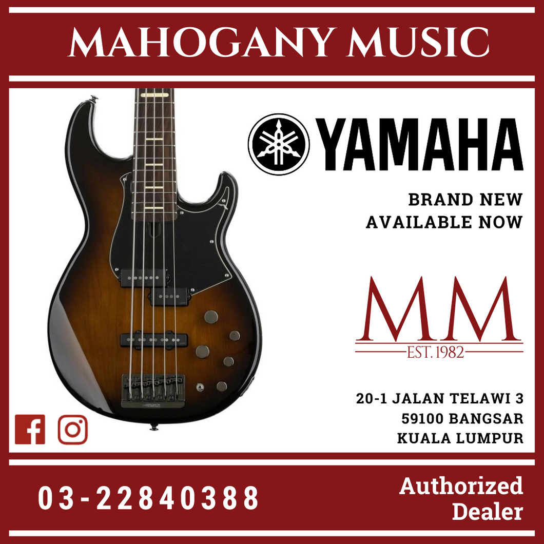 Yamaha BB735A 5-string Electric Bass Guitar with Gator Guitar Hardcase - Dark Coffee Sunburst