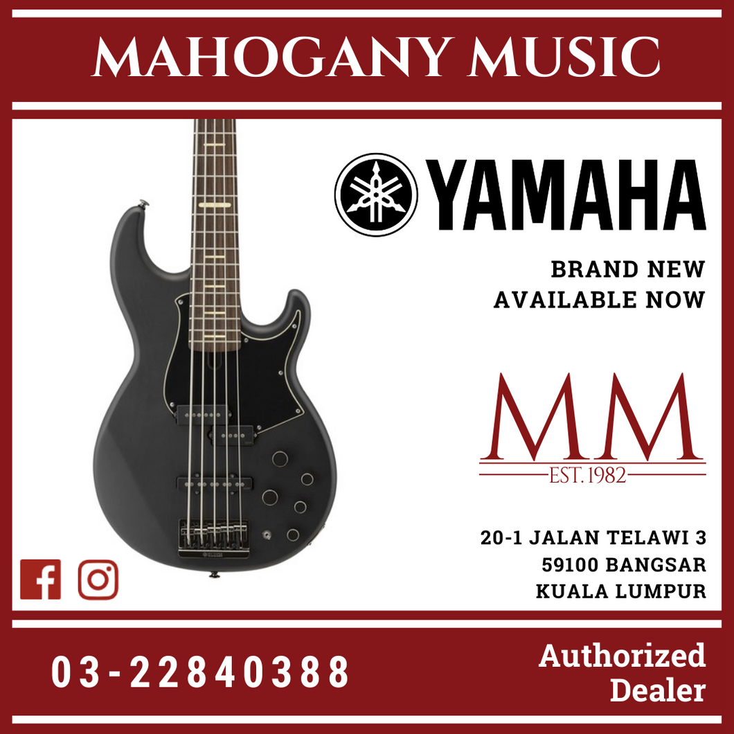 Yamaha BB735A 5-string Electric Bass Guitar with Gator Guitar Hardcase - Matte Translucent Black