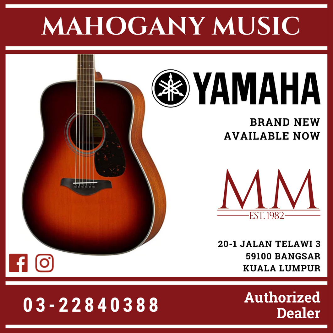 Yamaha FG820 Dreadnought Acoustic Guitar w/FREE Gator GB-4G Acoustic Guitar Bag - Brown Sunburst