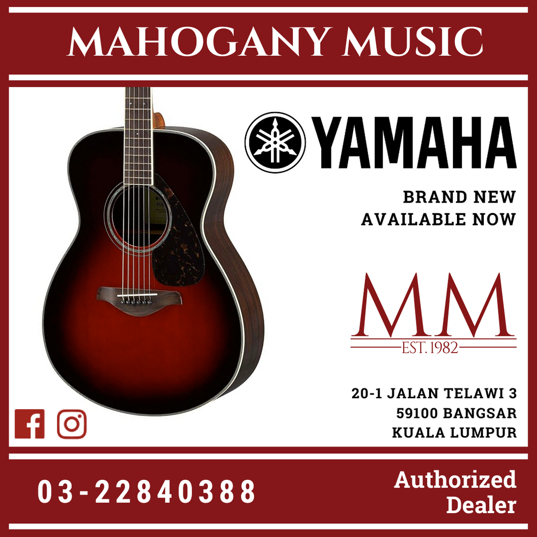 Yamaha FG830 Dreadnought Acoustic Guitar w/FREE Gator GB-4G Acoustic Guitar Bag - Tobacco Brown Sunburst