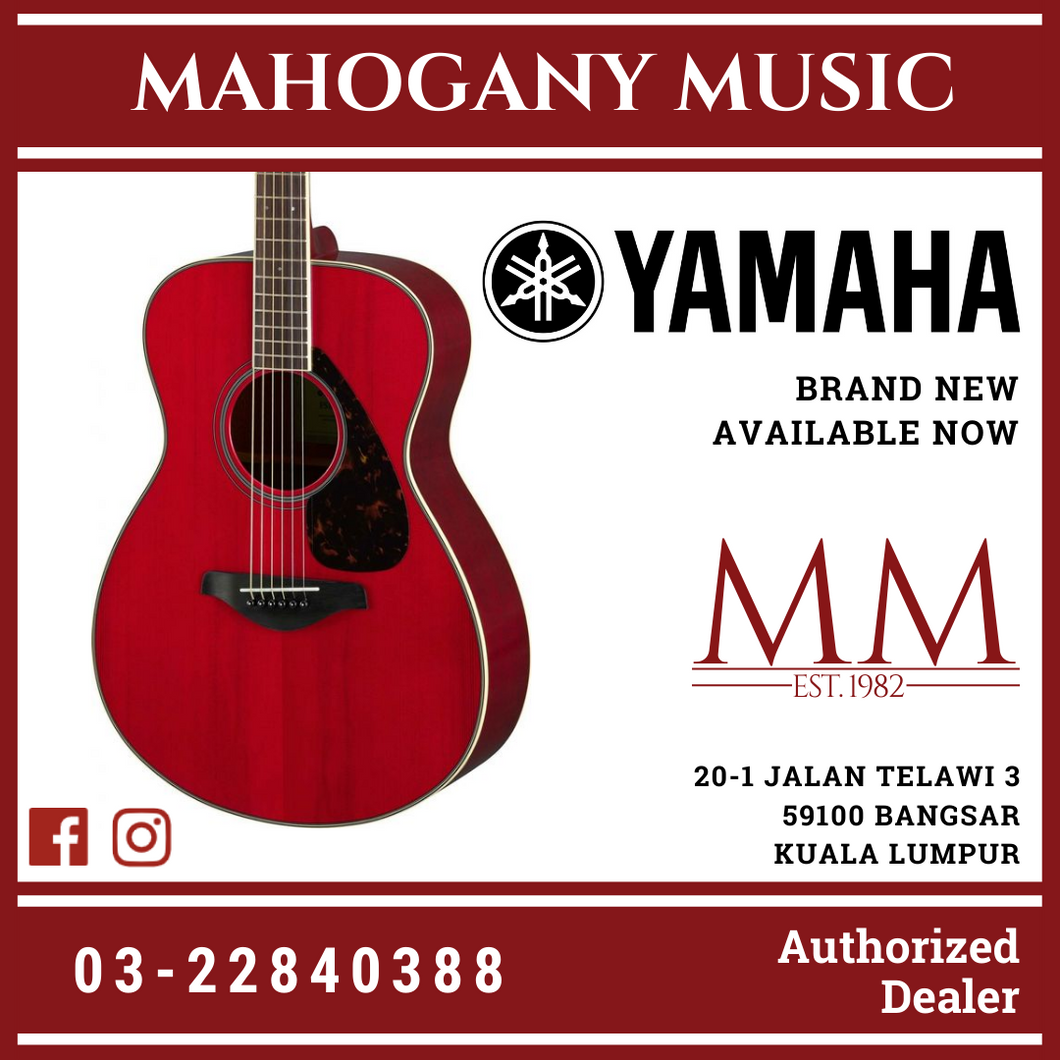Yamaha FS820 Concert Acoustic Guitar w/FREE Gator GB-4G Acoustic Guitar Bag - Ruby Red