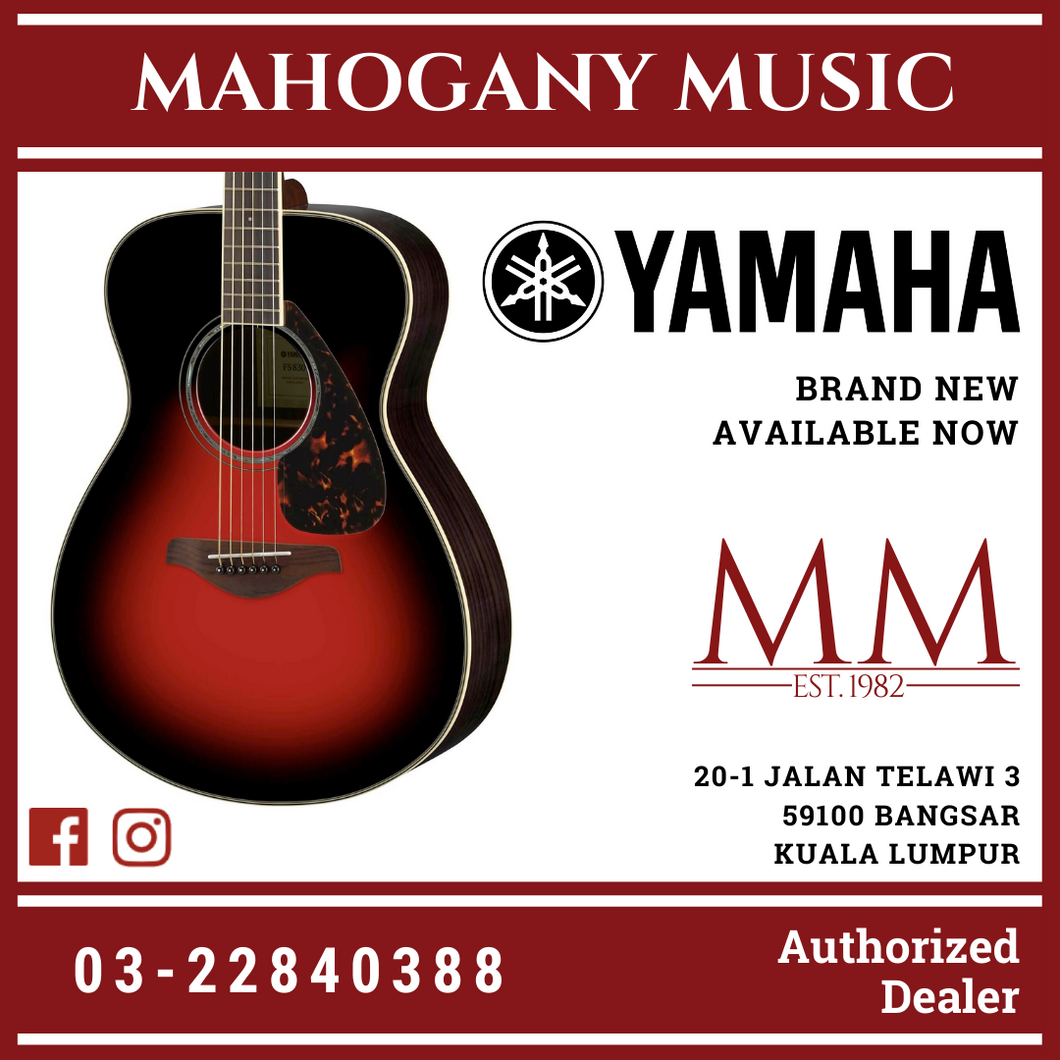 Yamaha FS830 Concert Acoustic Guitar w/FREE Gator GB-4G Acoustic Guitar Bag - Dusk Sun Red