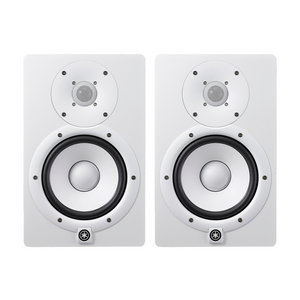 Yamaha HS5 Powered Studio Monitor with Gator GFWSPKSTMNDSKCMP Clamp-On Monitor Stand  - White (Pair)