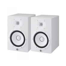 Yamaha HS8 Powered Studio Monitor with Studio Monitor Stands, Gator Isolation Pads and Warm Audio Cables - White (Pair)