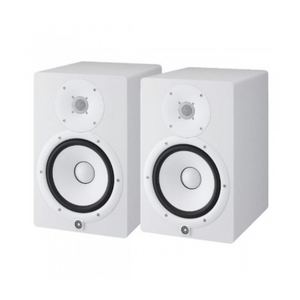 Yamaha HS8 Powered Studio Monitor with Studio Monitor Stands, Gator Isolation Pads and Warm Audio Cables - White (Pair)
