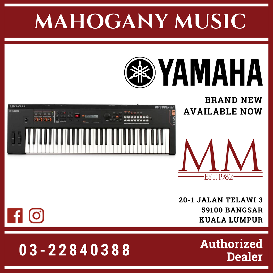 Yamaha MX-61 61-Key Music Synthesizer V2 13 in 1 Complete Package - Black