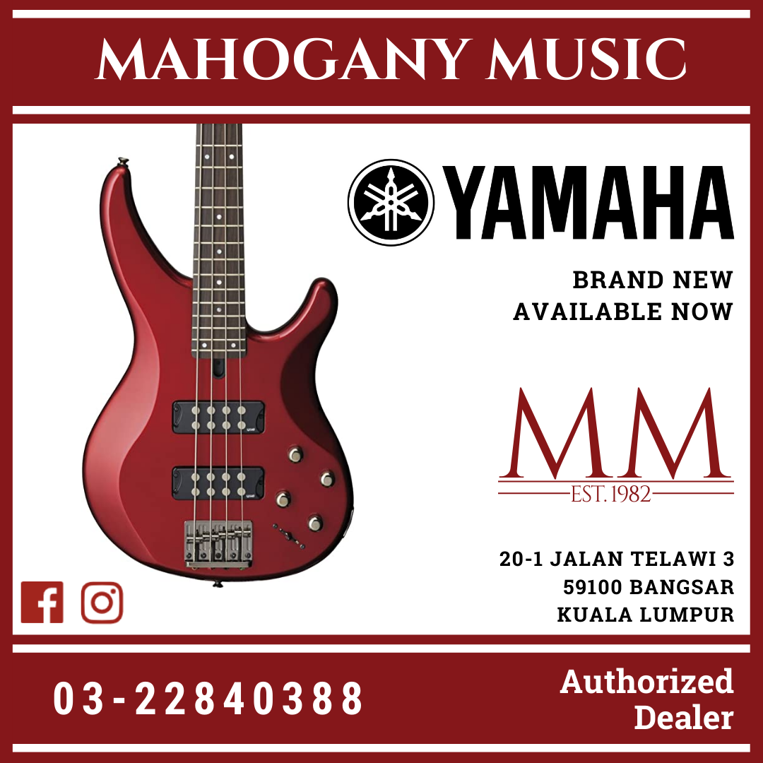 Yamaha TRBX304 4 string Electric Bass Guitar Package Candy Apple Red Mahogany Music