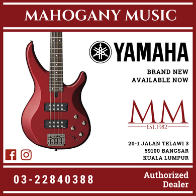 Yamaha TRBX304 4-string Electric Bass Guitar Package - Candy Apple Red