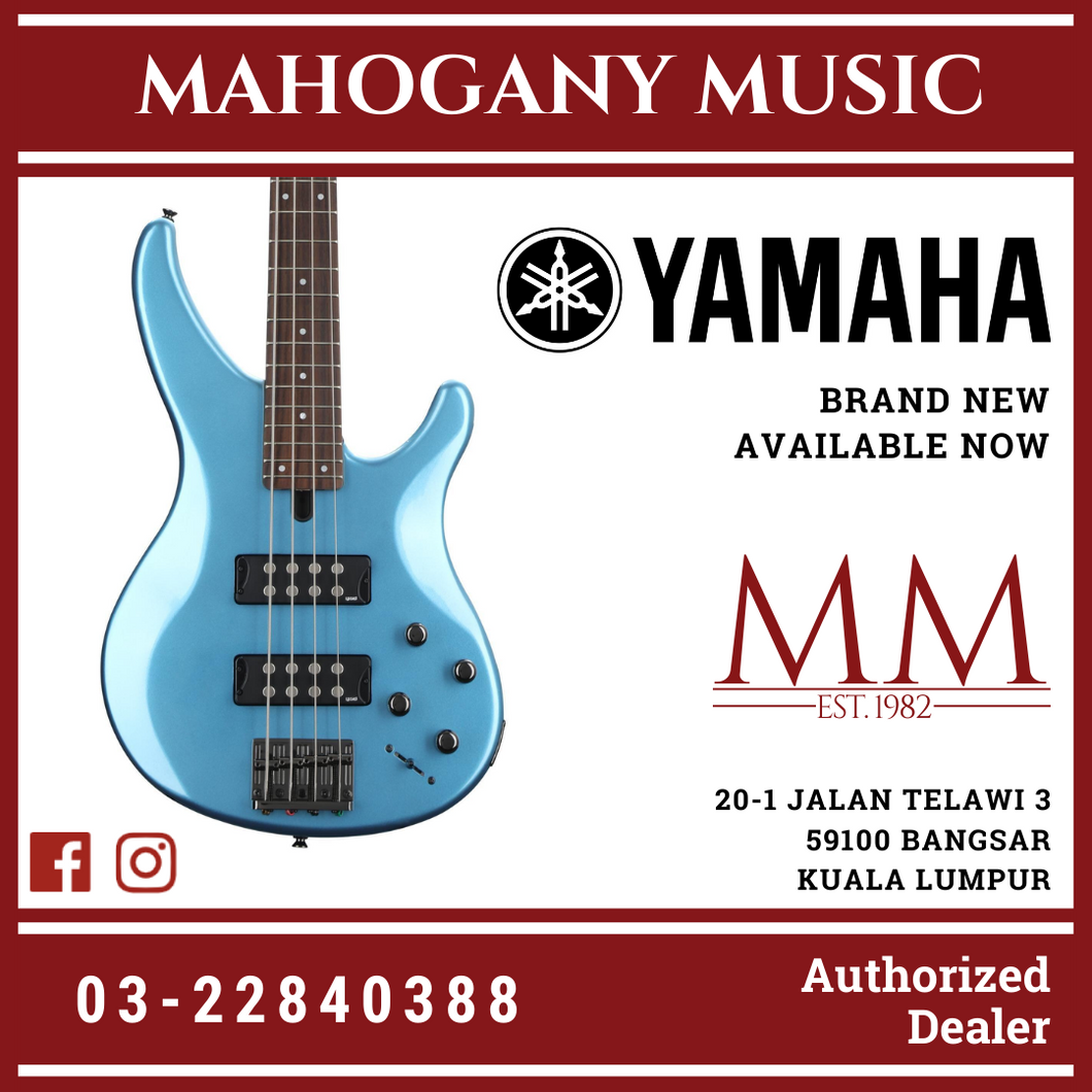 Yamaha TRBX304 4-string Electric Bass Guitar Package - Factory Blue