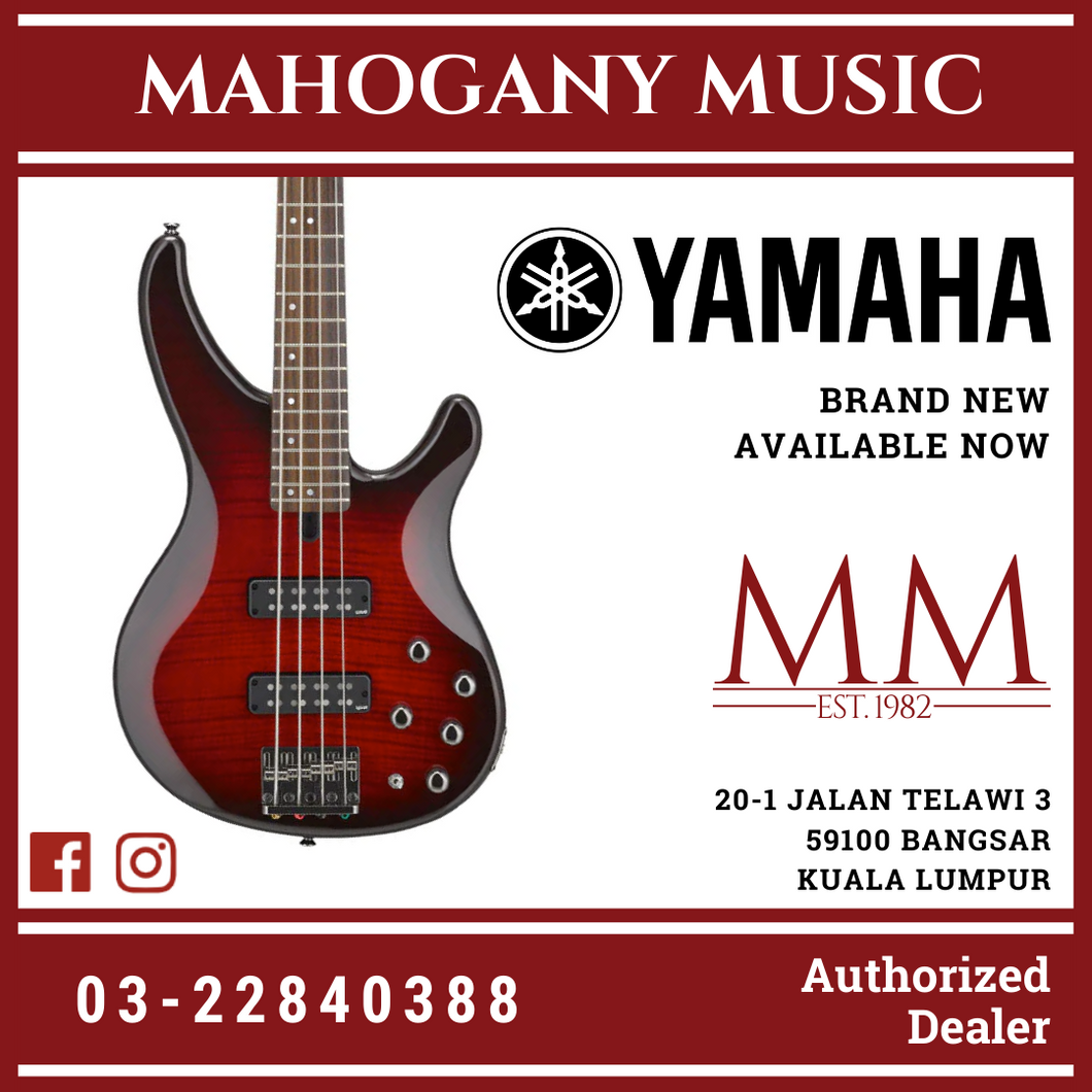 Yamaha TRBX604FM 4-string Electric Bass Guitar - Dark Red Burst