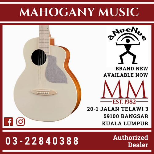 aNueNue Solid Top Bird MC10 AME Almond Milk Acoustic Guitar White