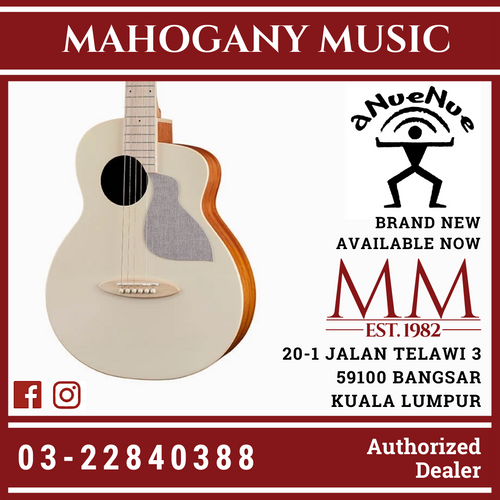 aNueNue Solid Top Bird MC10 AM Almond Milk Acoustic Guitar White