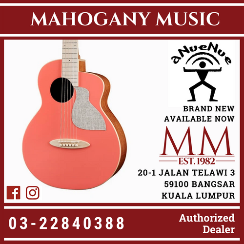 aNueNue Solid Top Bird MC10 LCE Living Coral Acoustic Guitar Pink
