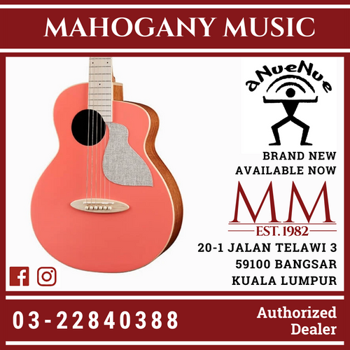 aNueNue Solid Top Bird MC10 LC Living Coral Guitar Pink