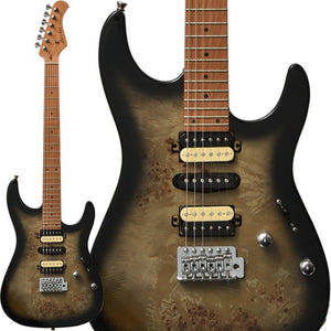 Bacchus IMPERIAL24-BP-RSM/M Universe Series Roasted Maple Electric Guitar, Black Burst