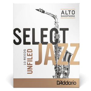 D’Addario RRS10ASX3S Select Jazz Unfiled Alto Saxophone Reeds, Strength 3.0 Soft, 10-Pack