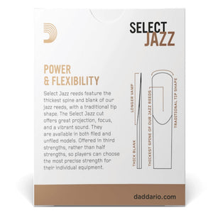 D’Addario RRS10ASX3S Select Jazz Unfiled Alto Saxophone Reeds, Strength 3.0 Soft, 10-Pack