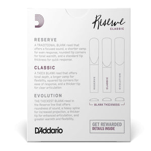 D’Addario DCT10355 Reserve Classic Bb Clarinet Reeds, Strength 3.5+, 10-Pack
