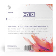 D’Addario DZ310S 4/4M ZYEX Violin String Set with Silver D, 4/4 Scale, Medium Tension