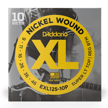 D’Addario EXL125-10P XL Nickel Wound Electric Guitar Strings, Super Light Top/ Regular Bottom, 9-46 Gauge, 10-Pack