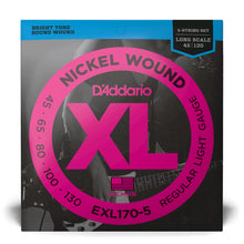 D’Addario EXL170-5 XL Nickel Wound 5-String Electric Bass Strings, Regular Light, Long Scale, 45-130 Gauge