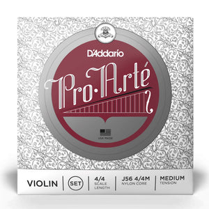 D’Addario J56 4/4M Pro-Arté Violin String Set, 4/4 Scale, Medium Tension