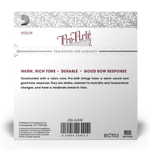 D’Addario J56 4/4M Pro-Arté Violin String Set, 4/4 Scale, Medium Tension