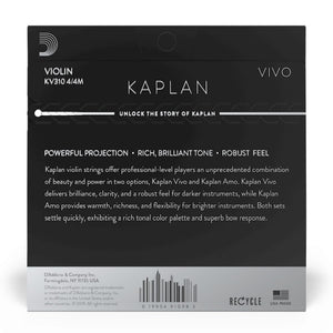 D’Addario KV310 4/4M Kaplan Vivo Violin String Set, 4/4 Scale, Medium Tension